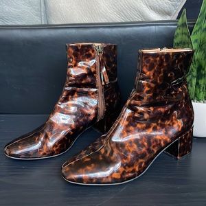 Urban Outfitters Sloane Seamed Patent Ankle Boot Animal Print
